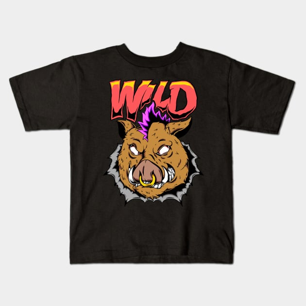 Wild Boar Kids T-Shirt by Insomniaxz